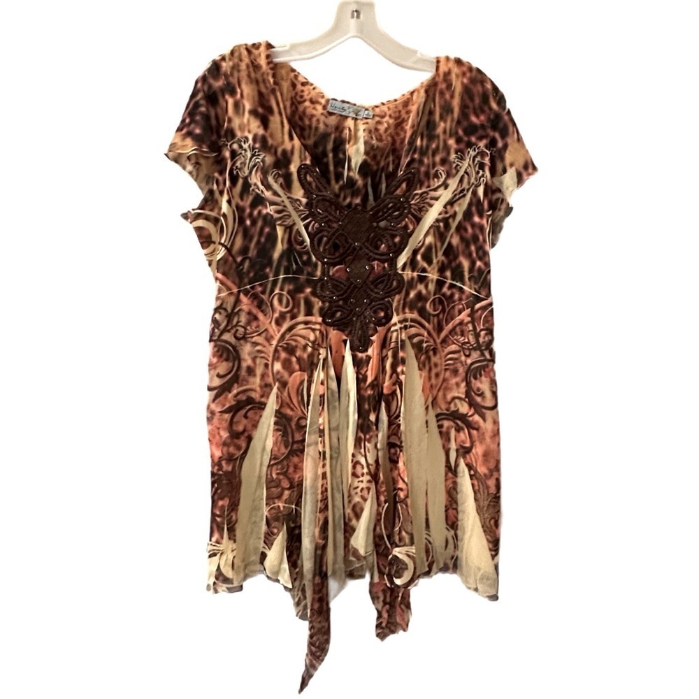 Women’s Unity World Wear Animal Print Knit Tunic Top - Size L - NWT